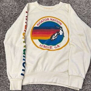 Aviator Nation Cream Crewneck great condition! size small.